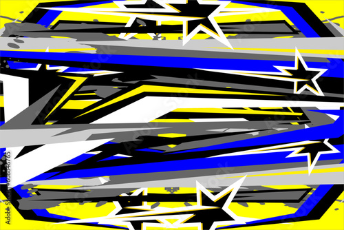 Abstract racing background vector design with a unique stripe pattern and a mix of bright colors and a star effect that looks good