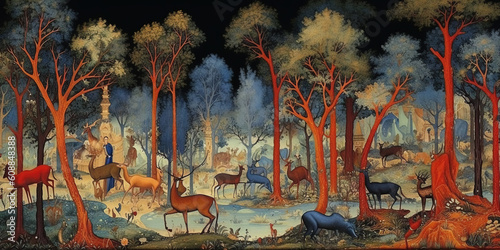 miniature painting, ottoman art, generative ai
