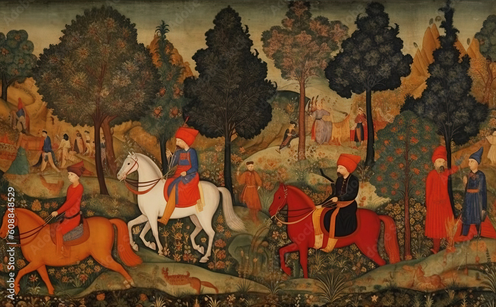 miniature painting, ottoman art, generative ai