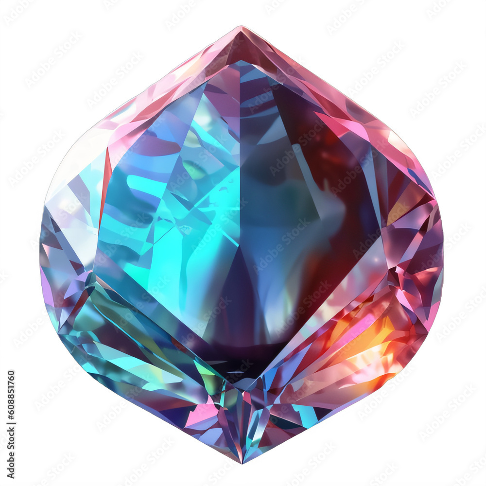 A pink and blue diamond on a transparent background png isolated Generative Ai