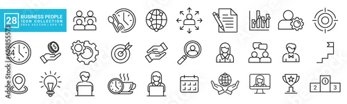 Collection icon of business people, job, working hours, teamwork, success, ranking, editable and resizable vector icons EPS 10.