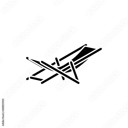 Beach chair black fill icon. Design element of Summer time vacation, vector illustration in trendy style. Editable graphic resources for many purposes. 