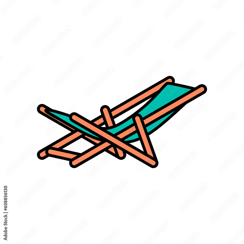 Beach chair lineal color icon. Design element of Summer time vacation, vector illustration in trendy style. Editable graphic resources for many purposes. Beach chair lineal color icon. Design element of Summer time vacation, vector illustration in trendy style. Editable graphic resources for many purposes.