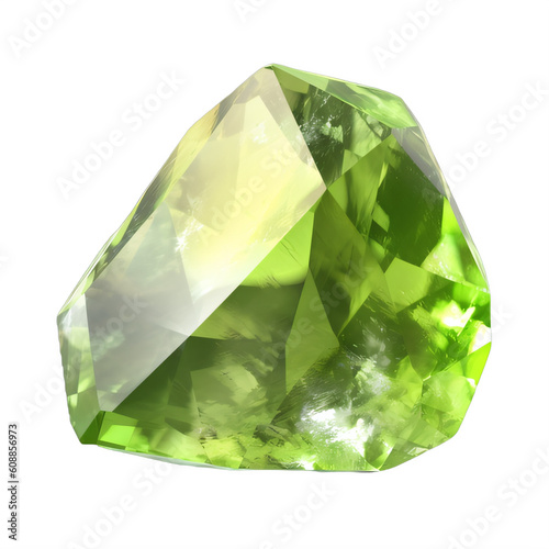 A green peridot gem on a transparent background png isolated Generative Ai photo