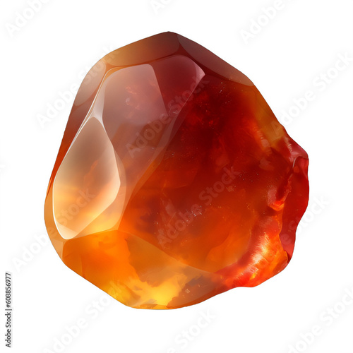 An orange carnelian gem on a transparent background png isolated Generative Ai photo