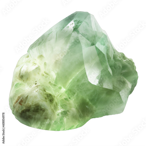A green prehnite gem on a transparent background png isolated Generative Ai photo