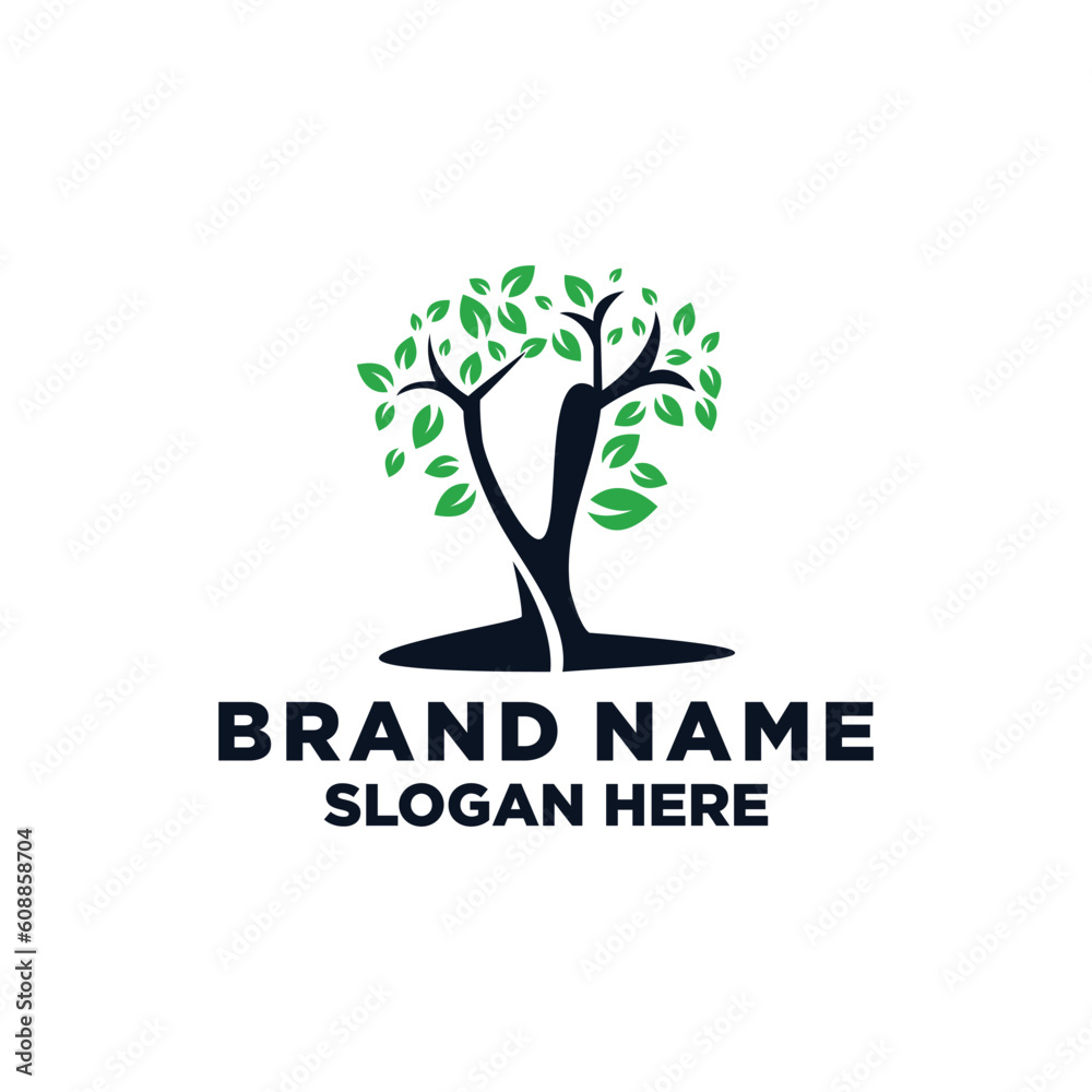 Obraz premium Nature leaf tree growth logo icon design template. garden, park, beauty, spa flat vector