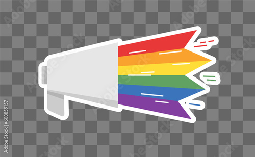 LGBT megaphone with rainbow. Pride month voice speaker. Diversity representation.