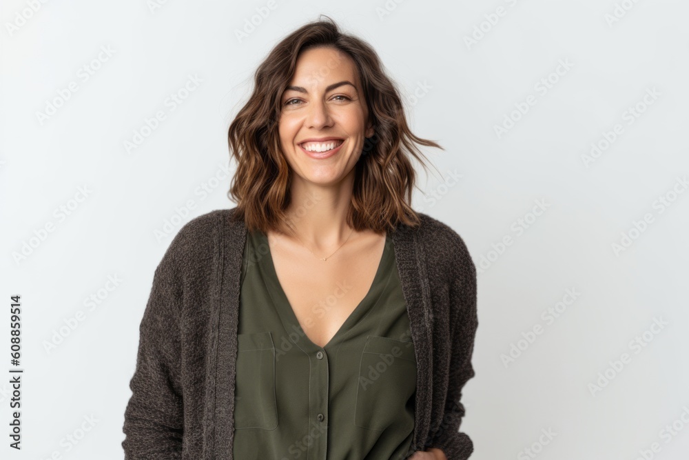 Portrait of a beautiful young woman smiling isolated on a white background Portrait of a beautiful young woman smiling isolated on a white background