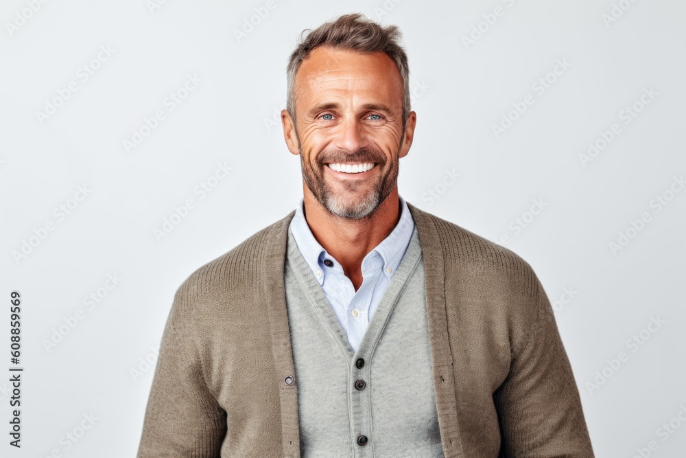 Portrait of a handsome mature man smiling and looking at camera isolated over white background Portrait of a handsome mature man smiling and looking at camera isolated over white background