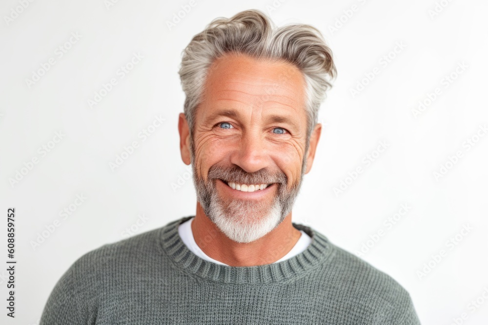 Portrait of a handsome mature man smiling at camera on white background Portrait of a handsome mature man smiling at camera on white background