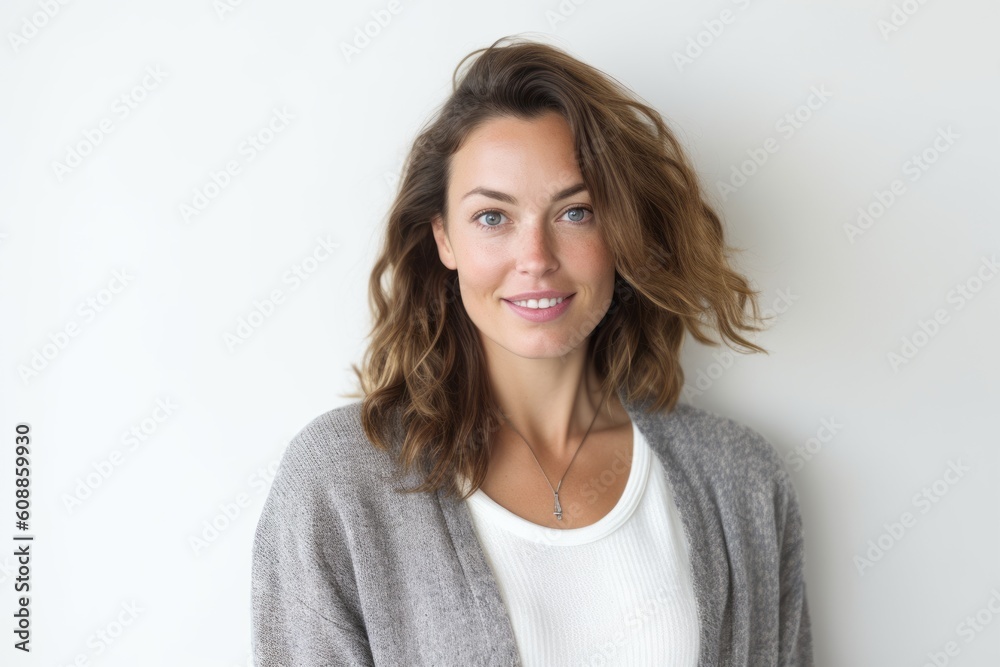 Portrait of a beautiful young woman with long wavy hair. Portrait of a beautiful young woman with long wavy hair.