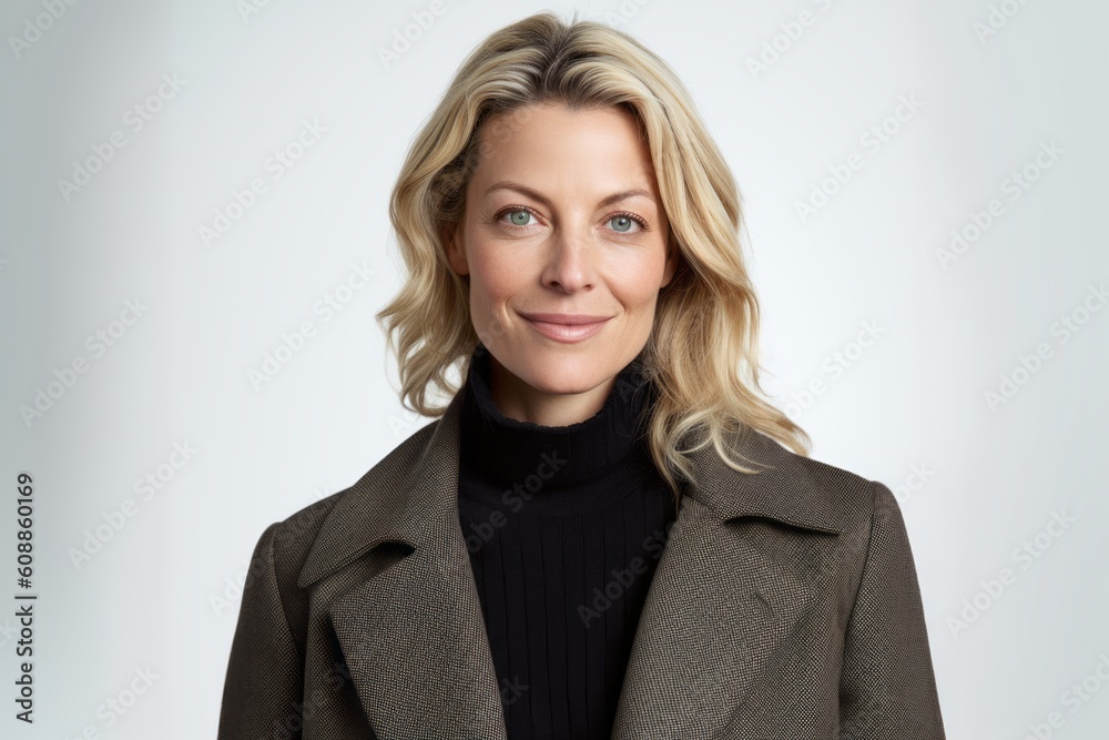 Portrait of a beautiful middle-aged woman in a coat. Portrait of a beautiful middle-aged woman in a coat.