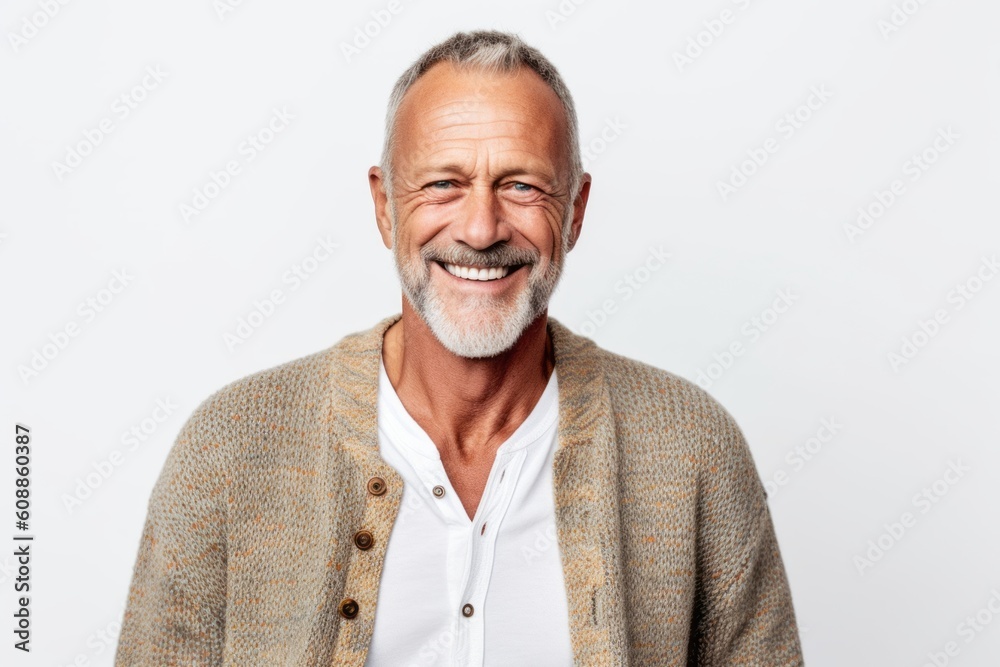 Portrait of a happy senior man smiling at camera isolated over white background Portrait of a happy senior man smiling at camera isolated over white background