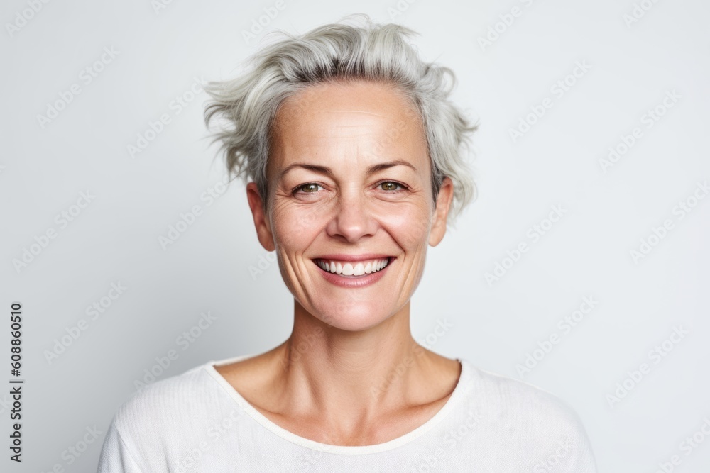 Portrait of a happy senior woman smiling at the camera over white background Portrait of a happy senior woman smiling at the camera over white background