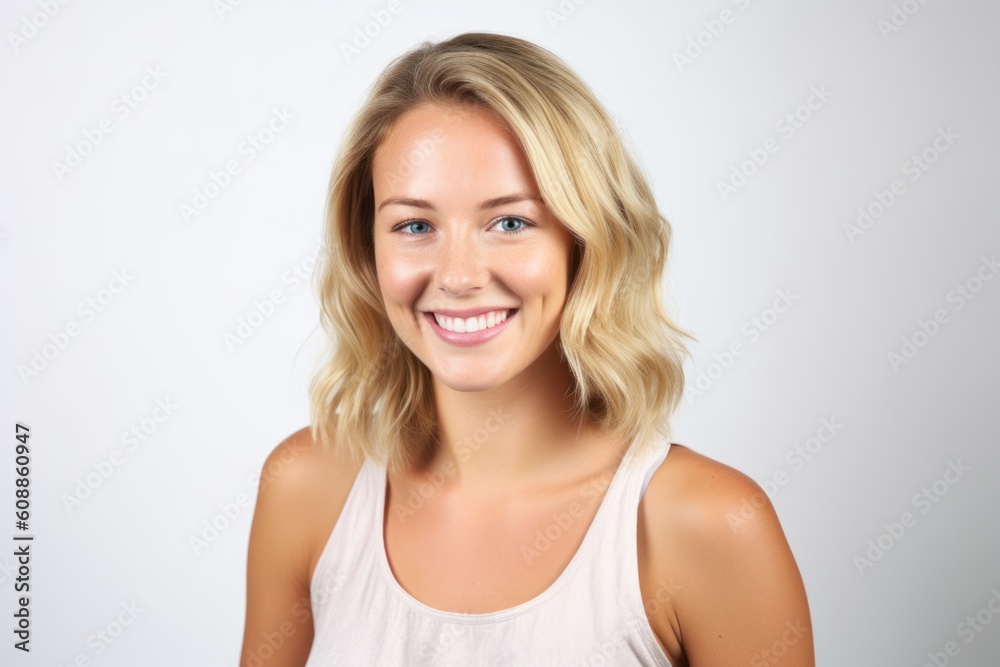 Portrait of a beautiful young blond woman on a white background. Portrait of a beautiful young blond woman on a white background.