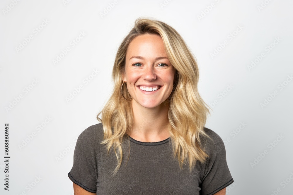 Portrait of a beautiful young blonde woman smiling on white background. Portrait of a beautiful young blonde woman smiling on white background.
