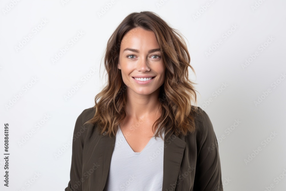 Portrait of a smiling businesswoman looking at camera on white background Portrait of a smiling businesswoman looking at camera on white background
