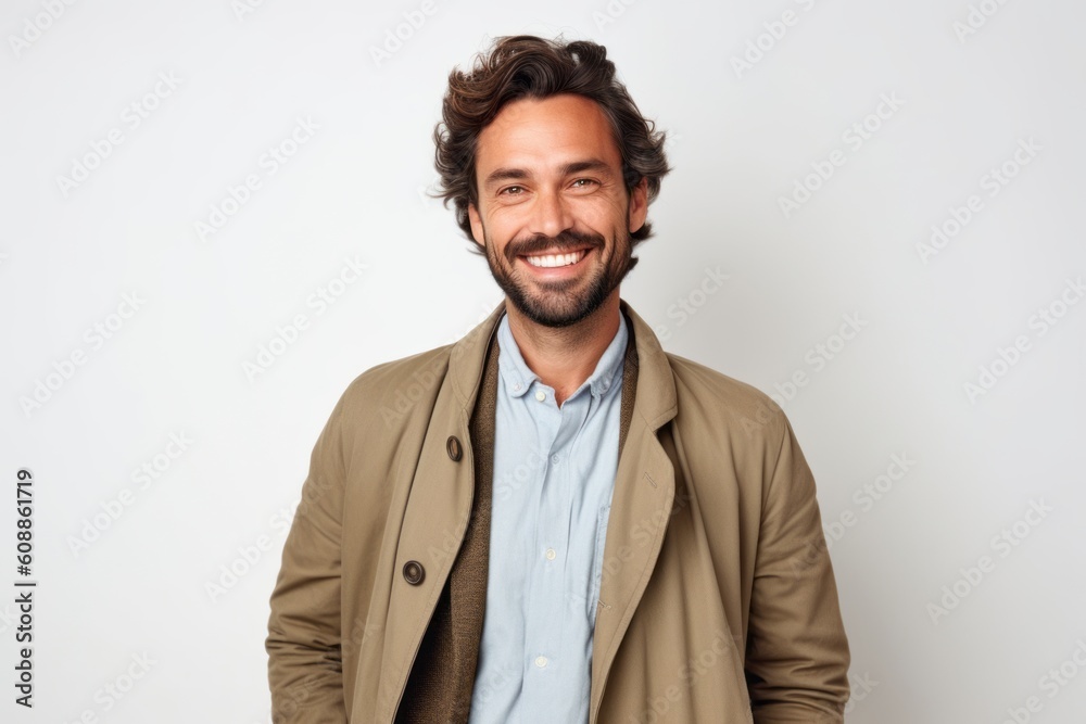 Portrait of a handsome man smiling at the camera over white background Portrait of a handsome man smiling at the camera over white background