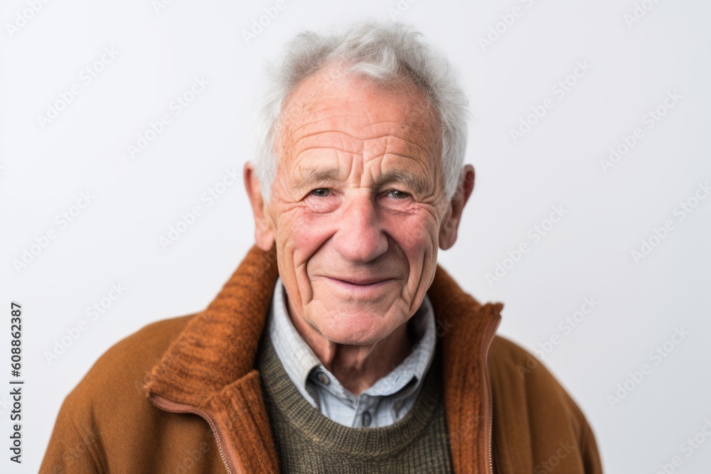 Portrait of an elderly man on a white background in the studio Portrait of an elderly man on a white background in the studio