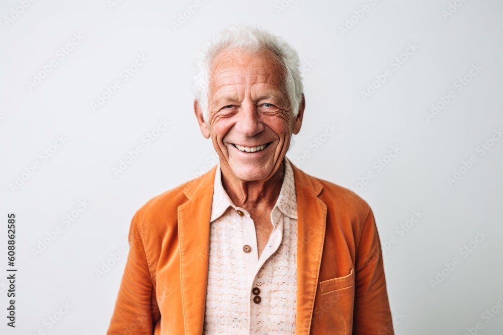 Portrait of a happy senior man smiling isolated on a white background