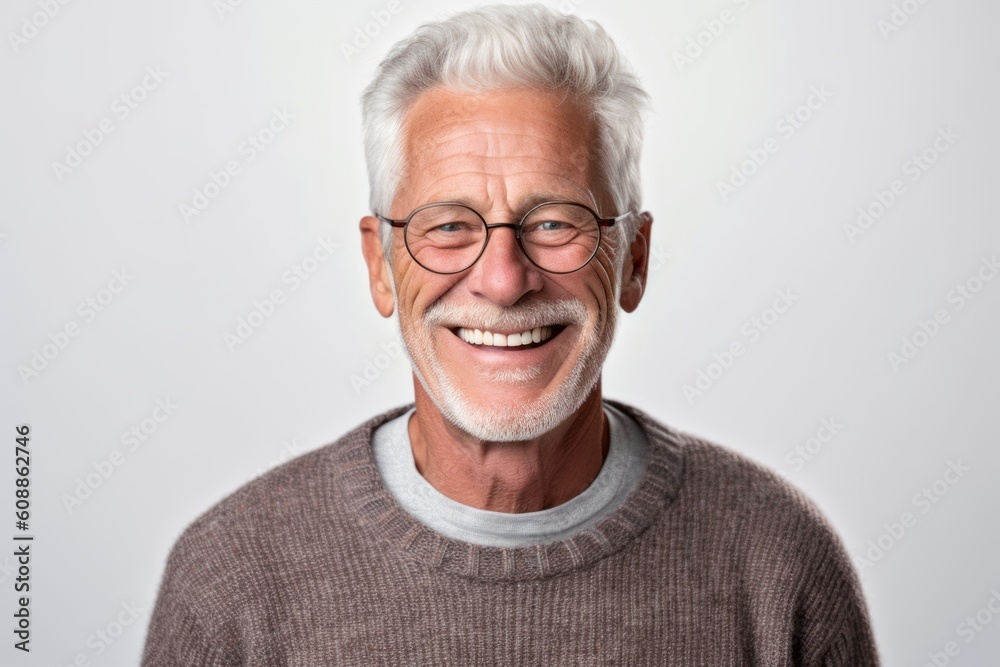 Portrait of a smiling senior man with eyeglasses on white background Portrait of a smiling senior man with eyeglasses on white background