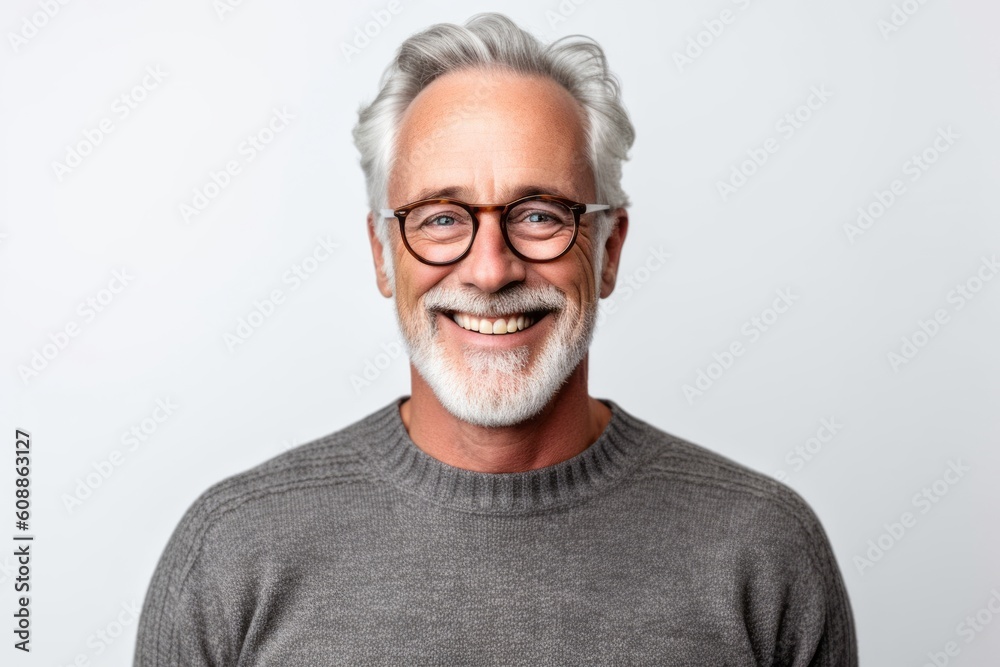 Portrait of a senior man in eyeglasses on white background Portrait of a senior man in eyeglasses on white background