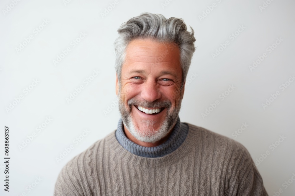 Portrait of a smiling middle-aged man with grey hair. Portrait of a smiling middle-aged man with grey hair.