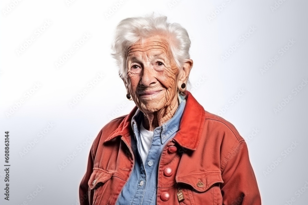 Portrait of a happy senior woman smiling at the camera on a white background. Portrait of a happy senior woman smiling at the camera on a white background.