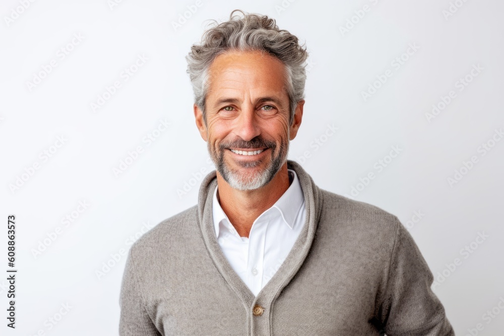 Portrait of a handsome mature man with grey hair smiling at camera Portrait of a handsome mature man with grey hair smiling at camera