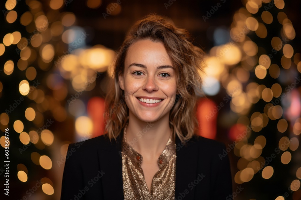 Portrait of a beautiful young woman on the background of a Christmas tree Portrait of a beautiful young woman on the background of a Christmas tree