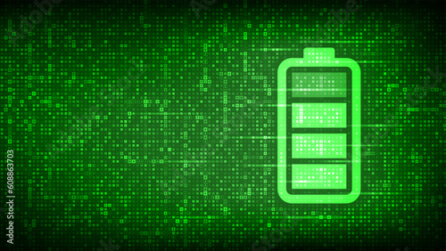 Battery icon made with electricity signs. Green Energy. Charging point station. Rechargeable accumulator. Battery power supply background. Vector illustration.