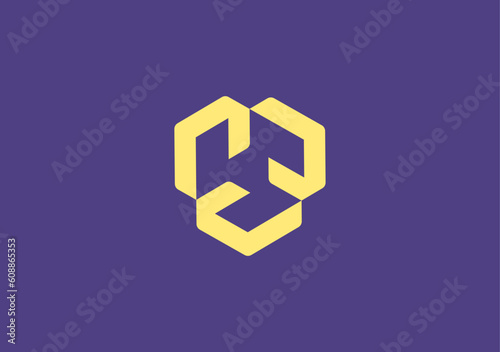 tripple letter C collection in hexagon circle illusion shape