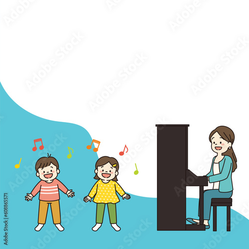 リトミック　教室　子ども　イラスト　バナー　正方形