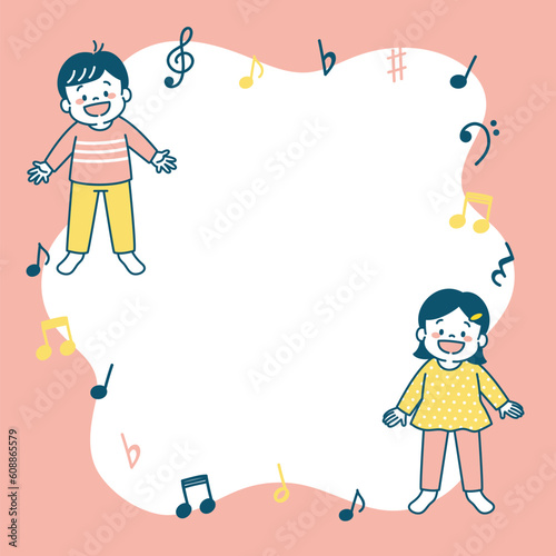 子ども　歌う　イラスト　バナー　正方形　シンプル