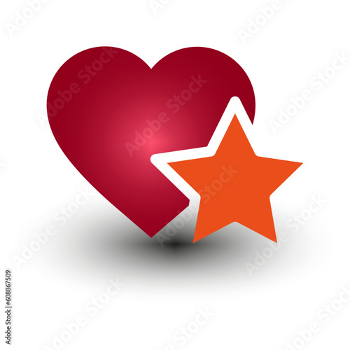 Add to favorites icon. Heart with Star. vector illustration.