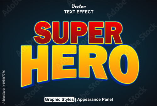 super hero text effect with yellow graphic style and editable