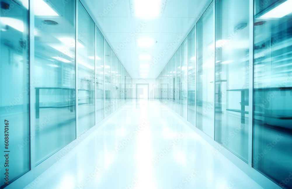 Fototapeta premium Long corridor of medical building in perspective 