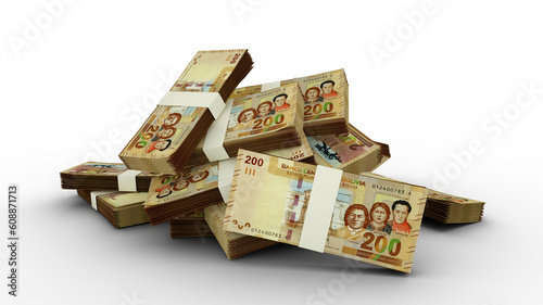 3D Stack of Bolivian boliviano notes
 photo