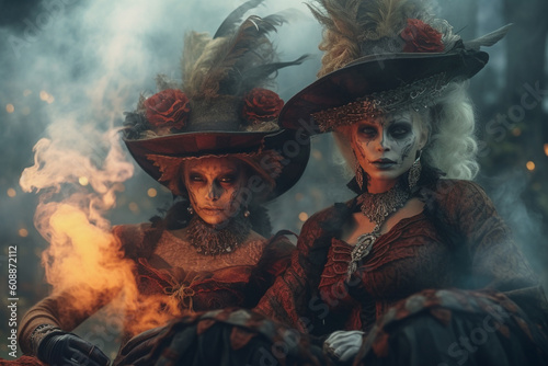 Witch. Woman endowed with witchcraft abilities that she received from nature or learned to witch. Broom, familiars, pointed hat, cauldron. Capable of harming people, sending disease. Generative AI