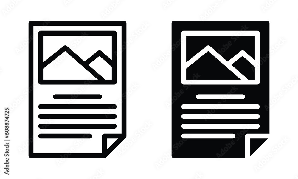 Brochure icon with outline and glyph style. Brochure icon with outline and glyph style.