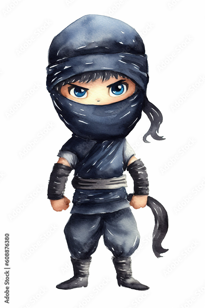ninja shadow assassin watercolor clipart isolate white background ninja shadow assassin watercolor clipart isolate white background