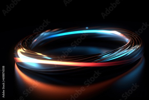 A close up of a light painting on a black background. Abstract background created with Generative Ai Technology