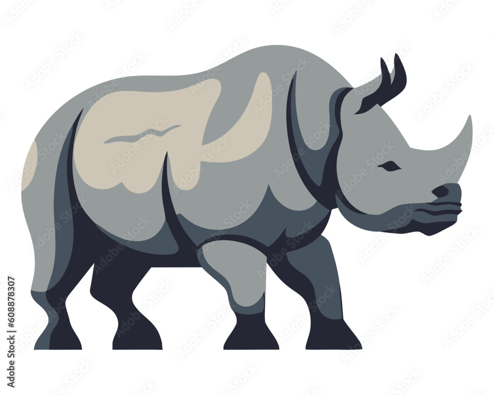 Large rhinoceros silhouette standing in African Large rhinoceros silhouette standing in African