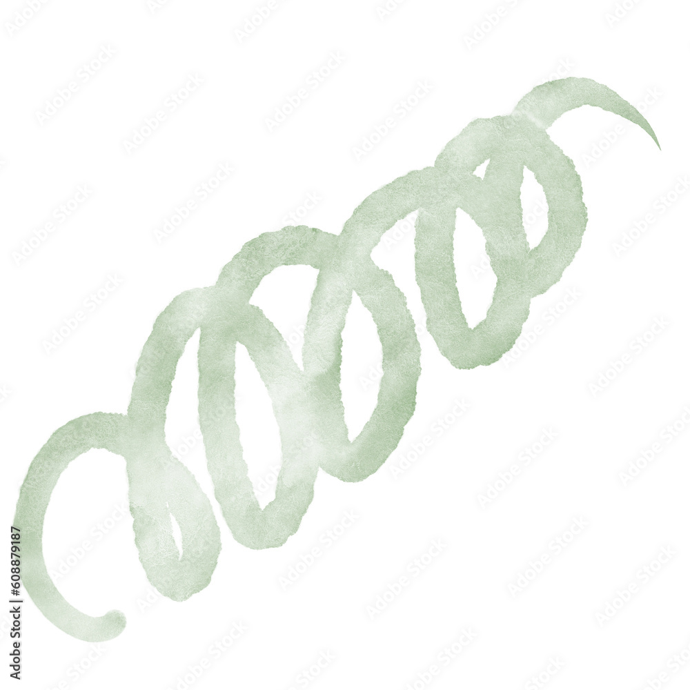 Naklejka premium Green Watercolor Doodle Squiggle
