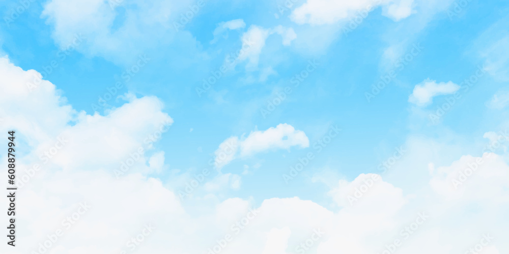 Natural sky beautiful blue and white texture background. Clear blue sky with cloud background. Vector a rt
