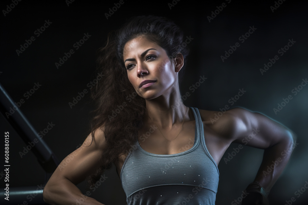 portrait of a female hispanic athlete in a gym portrait of a female hispanic athlete in a gym