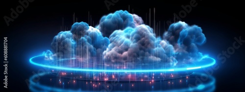 Wide view of cloud server theme illustration. Generative AI