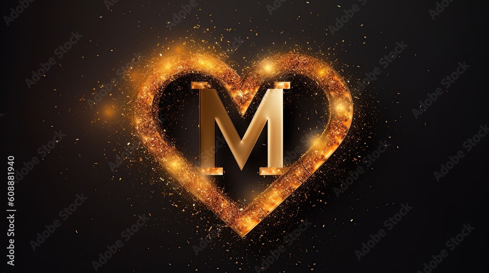 m alphabet in heart wallpaper