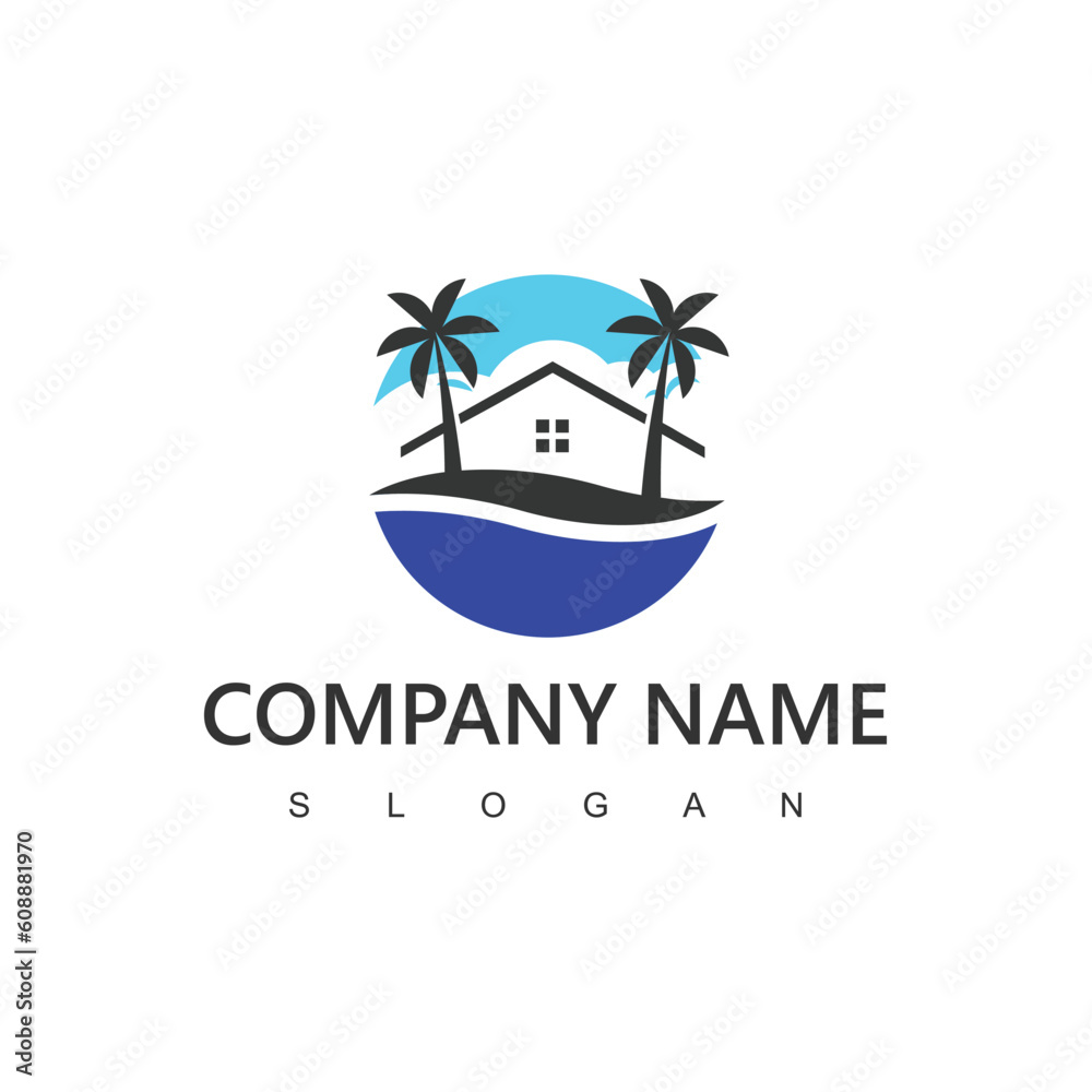 Palm house,Travel and hotel logo template